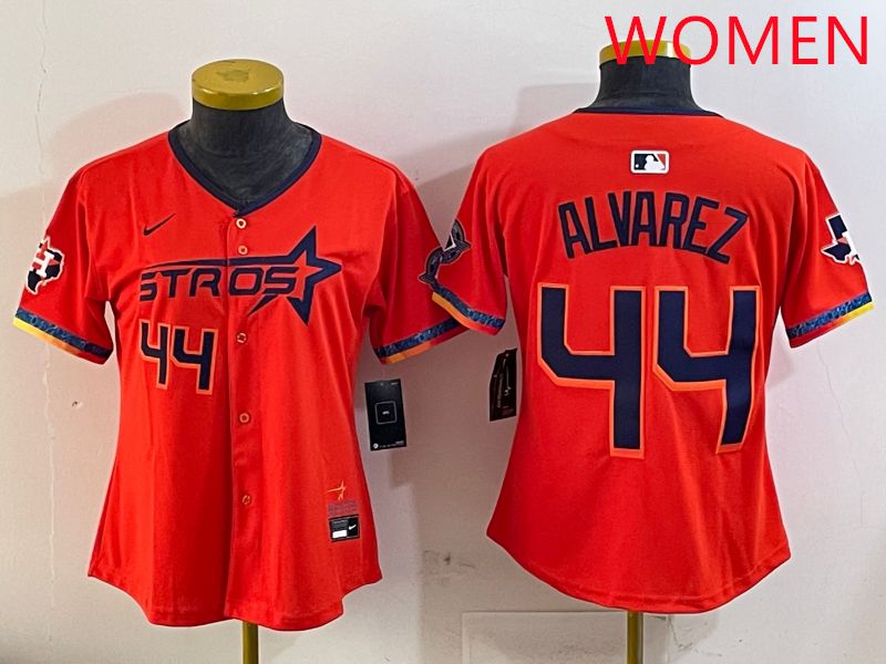 Women Houston Astros 44 Alvarez Orange Fourth generation Joint Name Nike 2025 MLB Jersey style 4